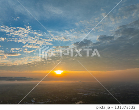 Aerial view over Chiang Mai in a beautiful morning. 131378532