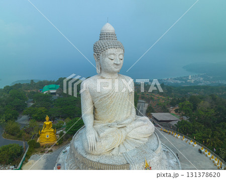 aerial view Phuket big Buddha in blue sky. 131378620