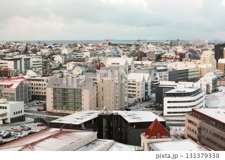 Aerial view of a growing Nordic city featuring modern apartment blocks 131379338