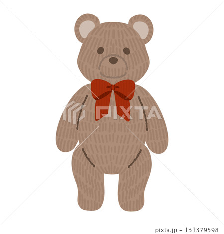 赤いリボンをつけた、かわいいテディベアのイラスト 赤いリボンをつけた、かわいいテディベアのイラスト 131379598