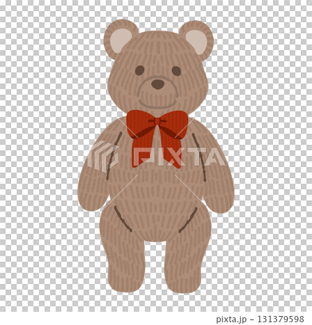 赤いリボンをつけた、かわいいテディベアのイラスト 赤いリボンをつけた、かわいいテディベアのイラスト 131379598