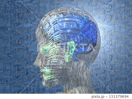 AI　人工知能　ロボット　アンドロイド　テクノロジー(3DCGイメージ) 131379694
