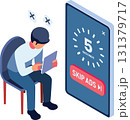 Isometric Frustrated User Waiting to Skip Online Advertisement 131379717