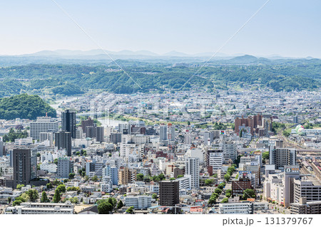 福島県福島市　高台から見る福島市の街並み（市内中心部） 131379767