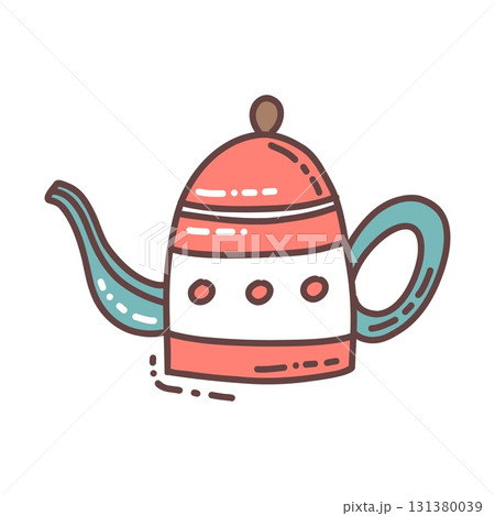 Autumn tea pot cute hand drawn seasonal objects. Vector illustration in doodle style Autumn tea pot cute hand drawn seasonal objects. Vector illustration in doodle style 131380039