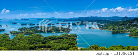 展海峰から九十九島の眺め　パノラマ【長崎県佐世保市】 131380151