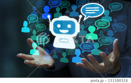 カスタマーサービス向けAI。会話型AIバーチャルアシスタント。顧客の問い合わせに自動で応答するAIエ 131380328