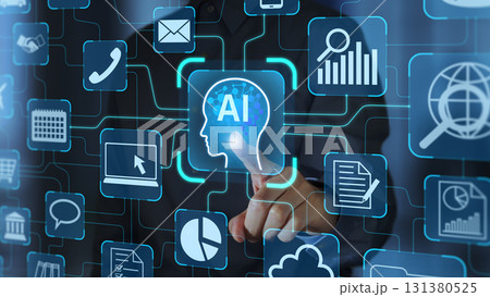 AIエージェントとAIインテグレーション。自律型AIによるビジネスプロセスオートメーション。人工知能 131380525