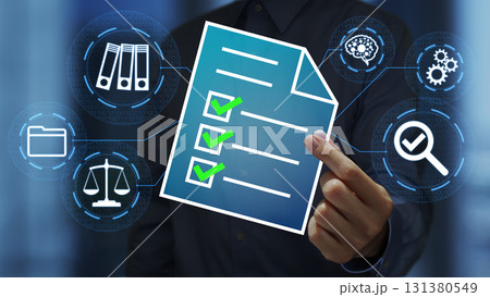 法律文書のコンプライアンス。ドキュメントマネジメントの自動化ソリューション。デジタルファイルアイコン 法律文書のコンプライアンス。ドキュメントマネジメントの自動化ソリューション。デジタルファイルアイコン 131380549