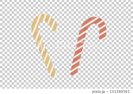 紅色和金色的糖果手杖向量插圖 131380561