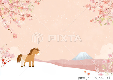 年賀状　背景素材　午年 131382031