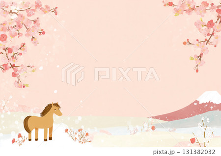 年賀状　背景素材　午年 131382032