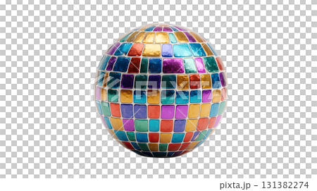 透明背景（png）にカラフルなミラーボールの3Dイラスト 131382274