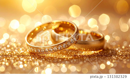 ゴールドのキラキラ指輪背景イラスト ゴールドのキラキラ指輪背景イラスト 131382329