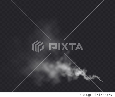 Smoke cloud isolated in transparent background. White realistic steam 131382375