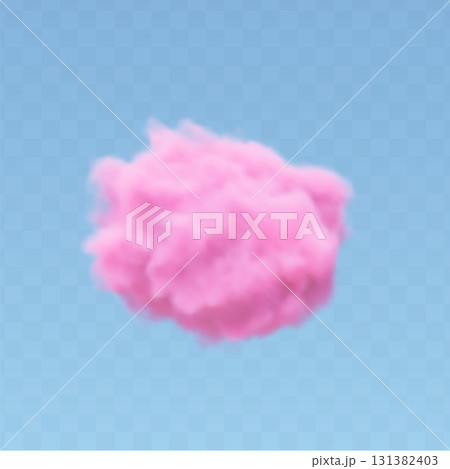 3d realistic pink cotton cloud on transparent background. Fluffy vector smoke. 3d realistic pink cotton cloud on transparent background. Fluffy vector smoke. 131382403