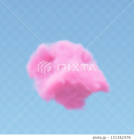 3d realistic pink cotton cloud on transparent background. Fluffy vector smoke. 3d realistic pink cotton cloud on transparent background. Fluffy vector smoke. 131382476