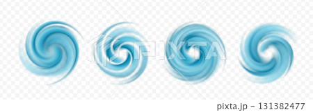 Water blue swirl set on white background. Spiral air vortex. Water blue swirl set on white background. Spiral air vortex. 131382477