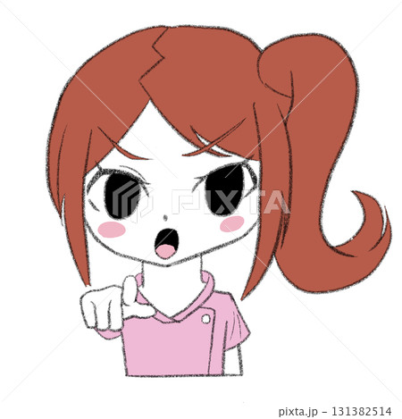 指をさしている看護師の女性 指をさしている看護師の女性 131382514