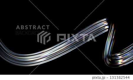 Abstract gradient glass shape dark background. Color dispersion iridescent futuristic design. 131382544