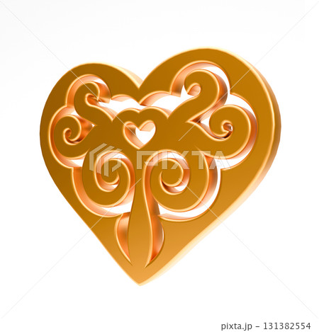Golden heart with ornament 1-4 Golden heart with ornament 1-4 131382554