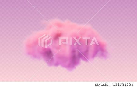 3d realistic pink sunset cotton cloud on transparent background. Fluffy vector smoke. 3d realistic pink sunset cotton cloud on transparent background. Fluffy vector smoke. 131382555