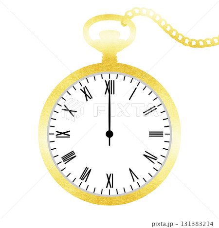 レトロなゴールド懐中時計のイラスト レトロなゴールド懐中時計のイラスト 131383214