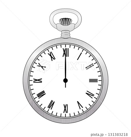 レトロなシルバー懐中時計のイラスト 131383218