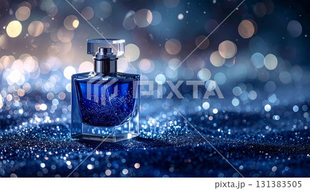 ネイビーとシルバーのキラキラ香水瓶背景イラスト ネイビーとシルバーのキラキラ香水瓶背景イラスト 131383505