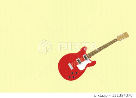 赤いエレキギターピックガード白のポストカード 131384370