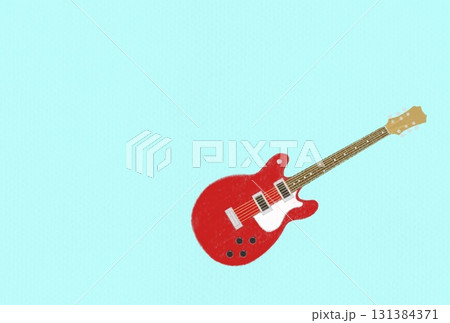 赤いエレキギターピックガード白のポストカード 131384371