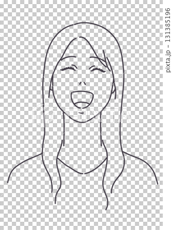 笑う女性　線のみ 131385196