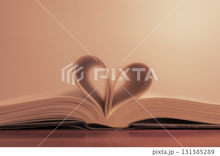 Heart Shape Made of Books with a Warm and Lovely Feeling, Conceptual Shot 131385289