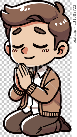 一名男子祈禱的插圖 131385722