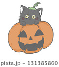 ハロウィンカボチャに入る黒猫 131385860