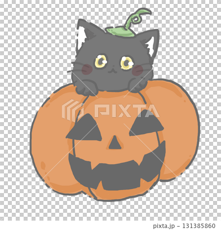 黑貓進入萬聖節南瓜 131385860