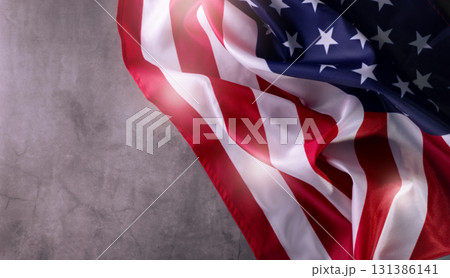 American Flag on the grey background with copy space . Border for Independence day or Veteran's day. 131386141