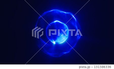 Bright blue glowing sphere with smooth translucent texture and central light core Bright blue glowing sphere with smooth translucent texture and central light core 131386336