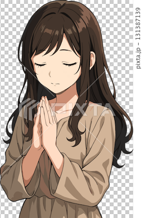 一位婦女禱告的插圖 一位婦女禱告的插圖 131387139