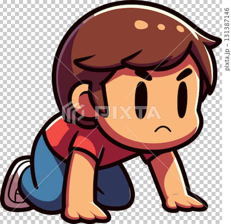 一名男子跪在地上的插圖 131387146