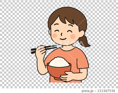 A girl who eats rice 131387538