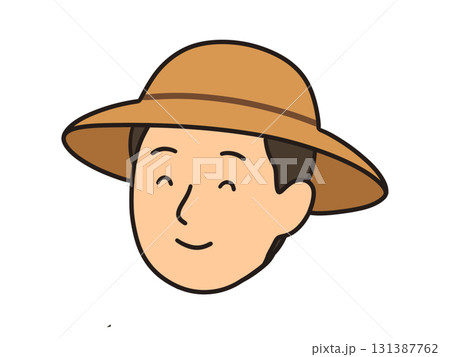 帽子をかぶった男性の顔だけイラスト、農家さん 131387762