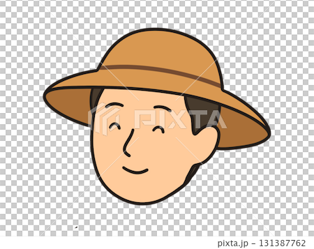 帽子をかぶった男性の顔だけイラスト、農家さん 131387762
