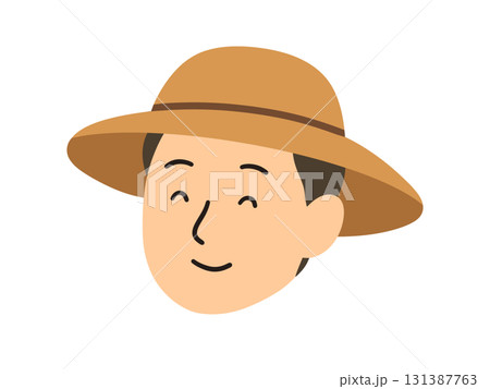 帽子をかぶった男性の顔のイラスト、農家さん 帽子をかぶった男性の顔のイラスト、農家さん 131387763