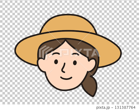 一位戴著帽子的女人的插圖，農民 131387764
