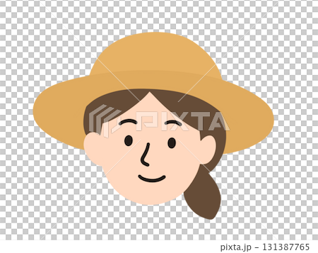 一位戴著帽子的女人的插圖，農民 131387765