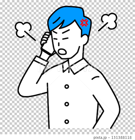 年輕人在用智慧型手機說話時生氣 年輕人在用智慧型手機說話時生氣 131388118