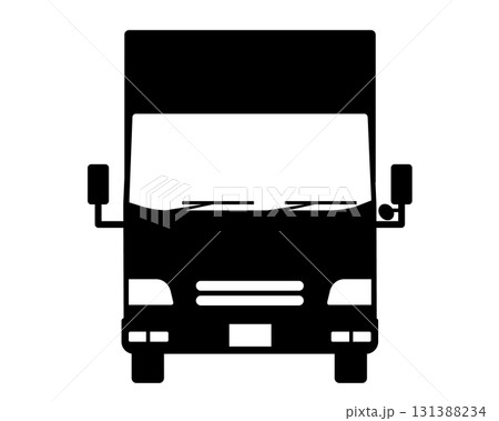 正面から見たトラックの白黒シルエット(バンボディータイプ) 正面から見たトラックの白黒シルエット(バンボディータイプ) 131388234