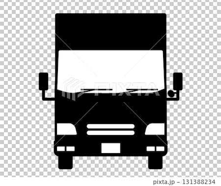 [Revised version] Black and white silhouette of a truck seen from the front (van body type) 131388234