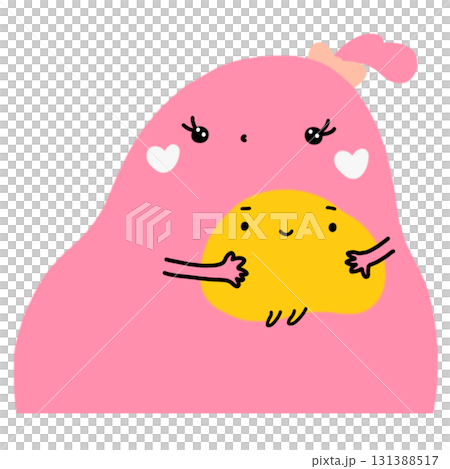 Cute pink girl bunny with egg yolk cartoon Cute pink girl bunny with egg yolk cartoon 131388517